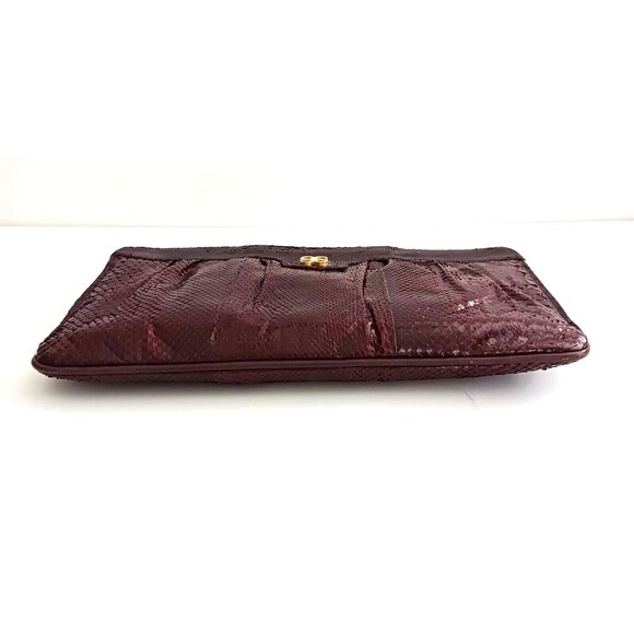 VTG Lisette Burgundy Genuine Snakeskin Frame Clutch/Shoulder Bag 10X6 - Picture 4 of 9